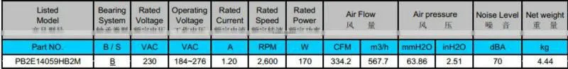 PSC High Performance EC Single Inlet Blower 254*218*138mm with CE & UL for Save More Energy