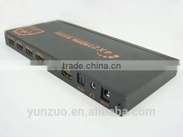 4x2 HDMI 3D HDTV HD True Matrix 1.4 1080p Switch Splitter 4 In 2 Out IR Remote