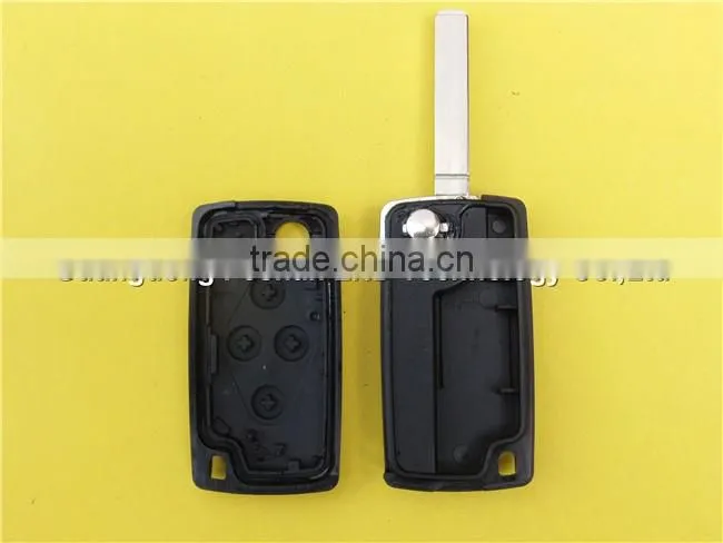 Replacement 4 button flip remote key fob cover for Peugeot 307 CE0523 no logo