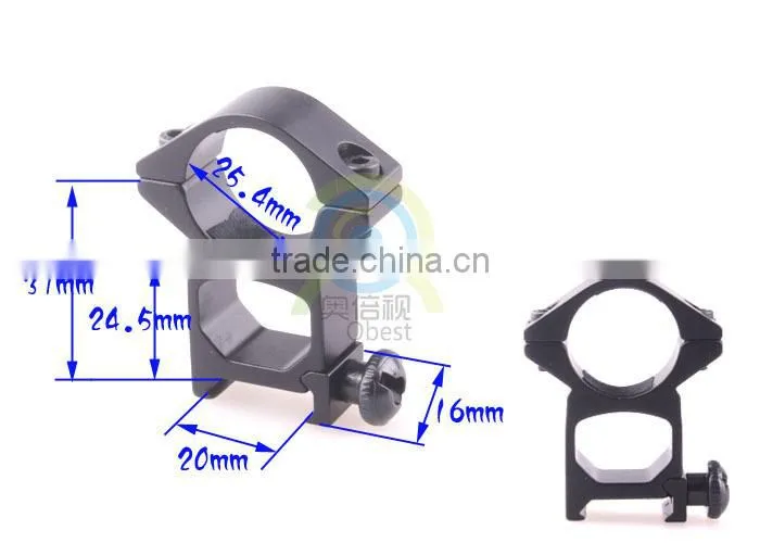 2 x High Profile See Through 25.4mm Scope Rings 21mm Picatinny Weaver Rail Mount