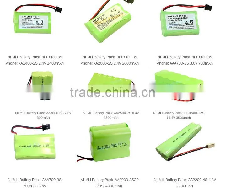 Free sample ni-mh rechargeable battery aa 4.8v 1200mah for lighting and tools