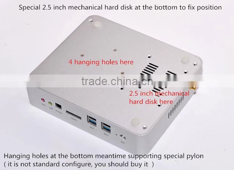 mini pc/mini chassis dual N2810/fanless HTPC/tv box/industrial personal computer with All aluminum 8GB DDR3 1600MHz