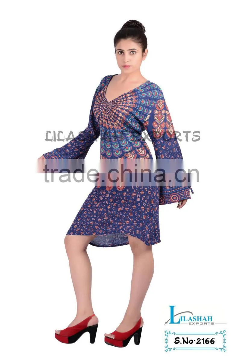 2166 Rayon Mandala Printed Jaipur Dress Cotton Ladies Hindu Ropa Summer Dress girls cotton summer dresses