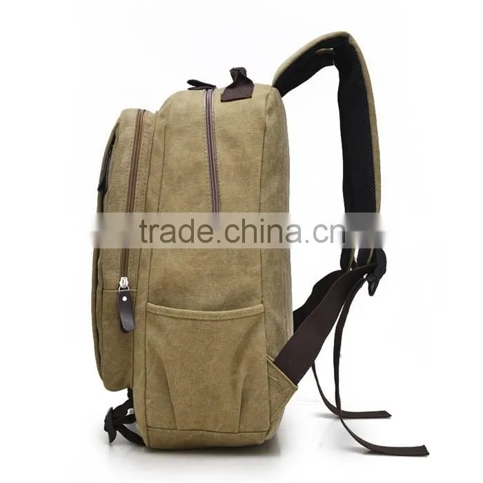 China wholesale vintage canvas backpack school bags for teenagers boys