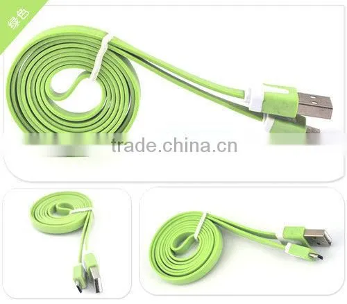 USB2.0 A to Micro USB B Data Sync Charge Cable Noodle Type Flat Pink