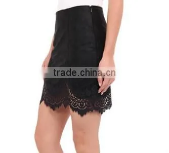 2015 hotsales high waist nylon lace giddy up mini skirt