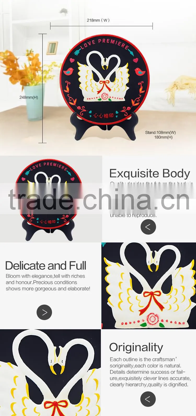 High quality decorative couple swan figurine wedding favor gift