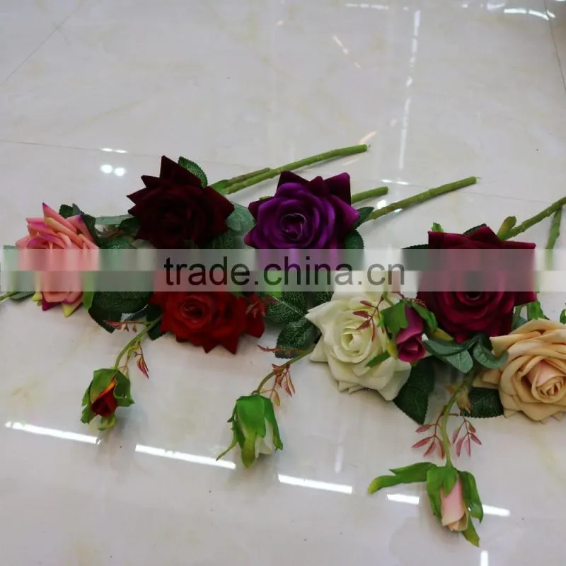 Two heads real touch roses flower artificial flowers roses silk flowers wedding