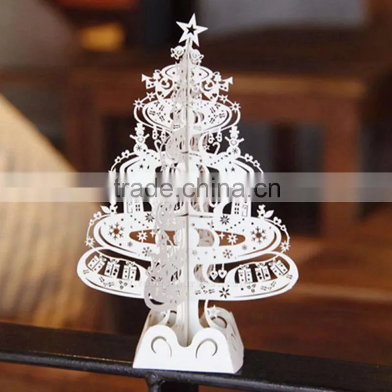 3D Birthday handmade car Laser Cut Pop Up Cards Decoration Greeting Card Merry Christmas tree Party