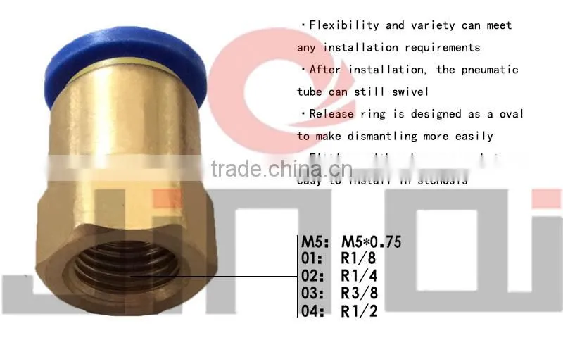 shipping from china one touch union straight female 10mm tube brass coupling