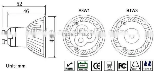 GU10 3W LED Spotlight 3x 1W SMD LEDs LED Bulb in White / Warm White Energy-saving lamp