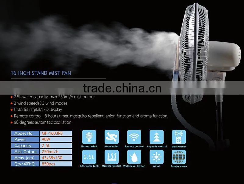 Electrice AC stand fan with water spray/16 inch water cooler fan
