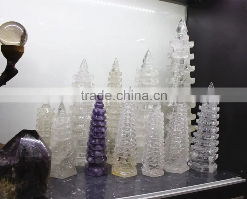 hand carved natural rock clear crystal tower