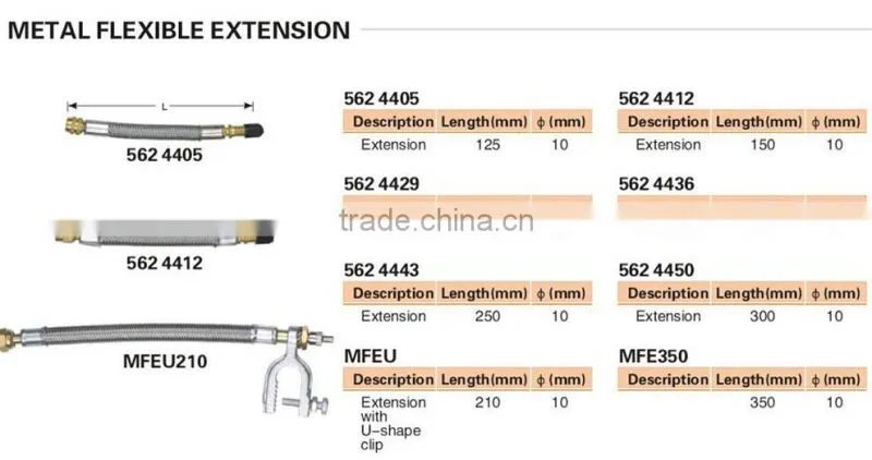 Flexible metal, rubber.plastic valve extensions ,valve accessory