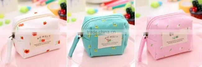 wholesale promotional gift OEM customized cute mini cotton canvas Zipper small wallet handbag coin purse with handle lanyard