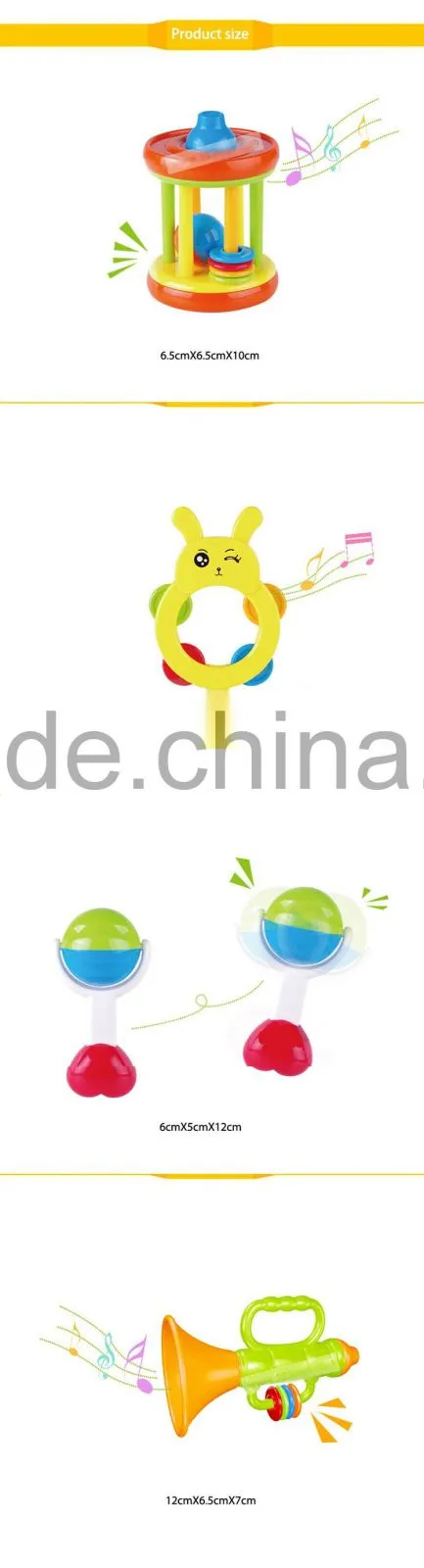 100% Safety plastic baby rattles nipple infant toys import musical instruments