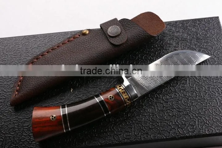 OEM Damascus blade handmade small hunting knife
