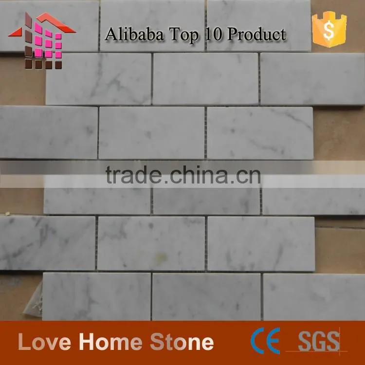 Carrara Marble Italian White Bianco Carrera Brick Mosaic Wall Tile For Subway