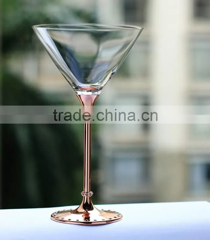 Top drawer handmade lead free clear glass plate with rose gold mirror glass