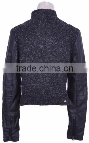Runtex Ladies casual tweed jacket with PU sleeves RLJ077