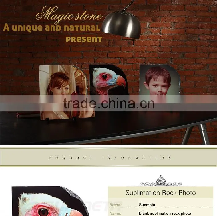 Sunmeta cheap supply irregular shaped 30*30cm heat press rock slate photo(SH-34)