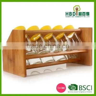 2016 hot selling low price glass spice jar set with rack,spice storage jar
