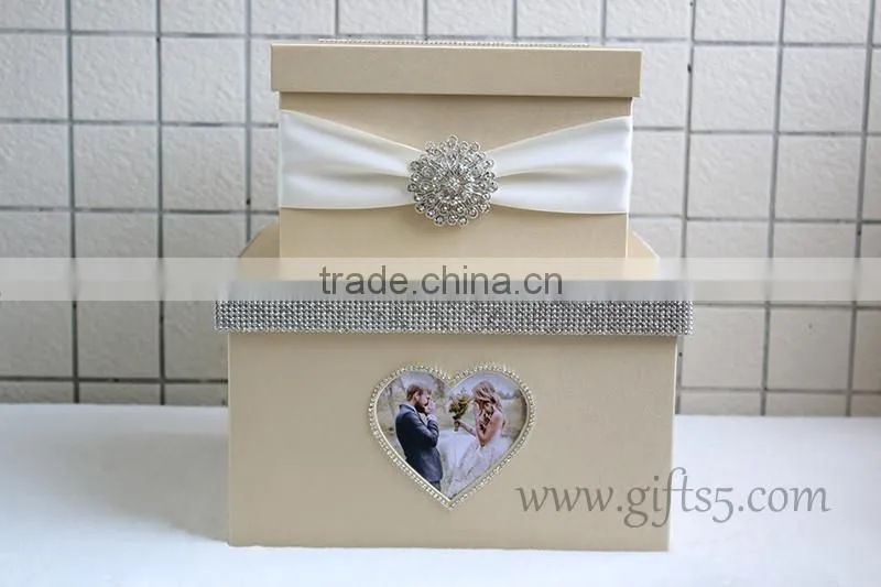 Elegant wedding gift card box in handmade