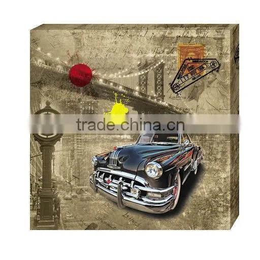 Beautiful yellow car inkjet canvas