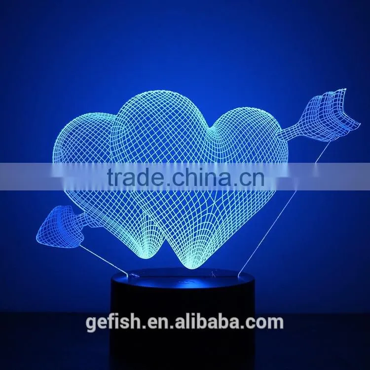 Fancy customized 3D acrylic table led lamp with battery wholesale