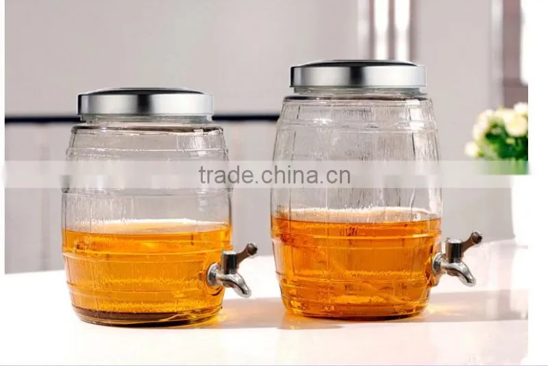 12L beer shape glass alcoholic beverage dispenser with faucet