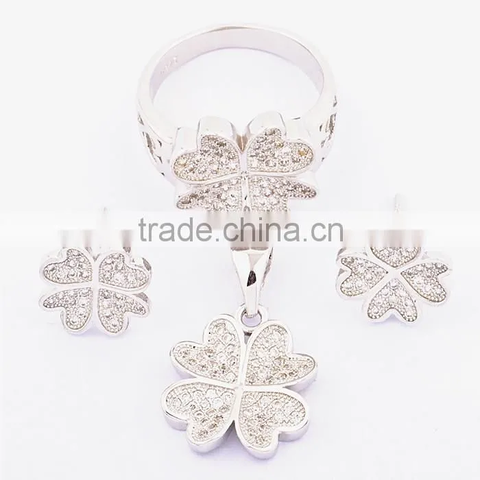 925 silver jewelry set pave setting zircon silver jewelry rhodium platted