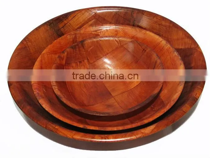 Bamboo Wooven Set of 3 round salad dinner bowls