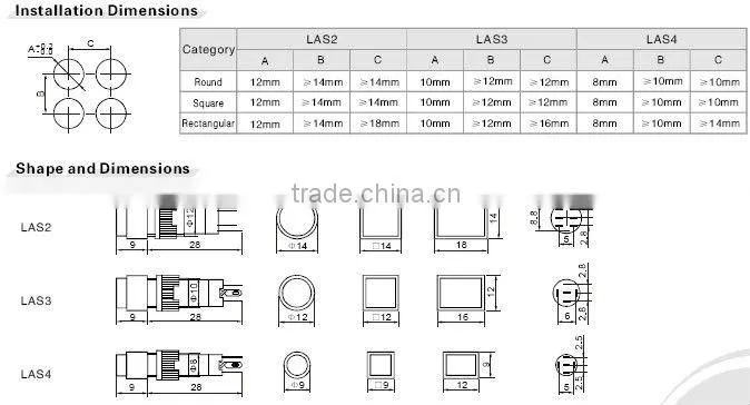 ONPOW small pushbutton switch(LAS2,3,4 series ,Dia.8mm,10mm,12mm,CE,ROHS,REECH)