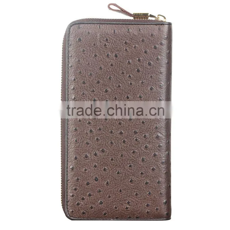 QIALINO Wholesale Zip Wallet Luxury Ostrich Leather for iphone case wallet handbag