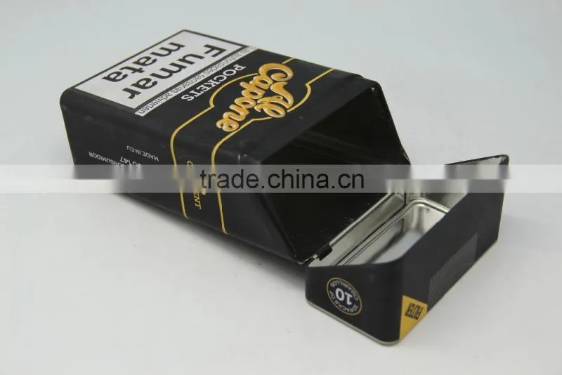 Manufacturer Coffee Metal Tins in Cool Cigarette Case Shape