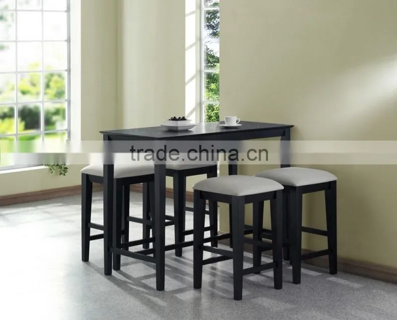 Factory price plain black and white finish restaurant dining table and chair