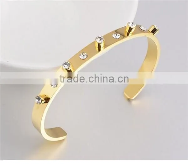 Fashion stainless steel cz gold bracelet designs women