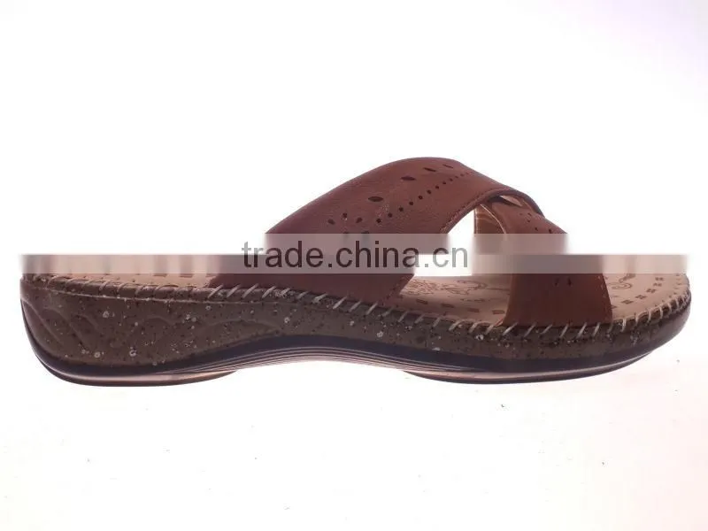 Nice lady shoes comfortable sole strap upper slipper in guangzhou