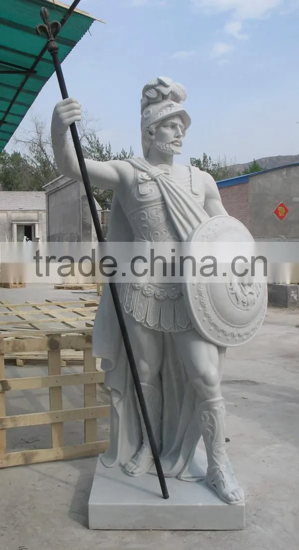 Life-size White Marble Roman Soldier Statue