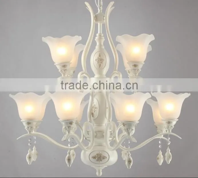 Metal Body In White Powder Coating With Twelve Glass Lampshades Pendant Light Modern Pendant Lamp