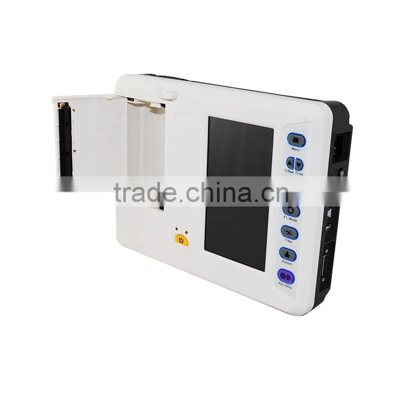 High end model 7 inch 6 Channel handheld 12-lead ECG signal Resting Electrocardiograph ECG Machine EKG-1206A SUPPLIER