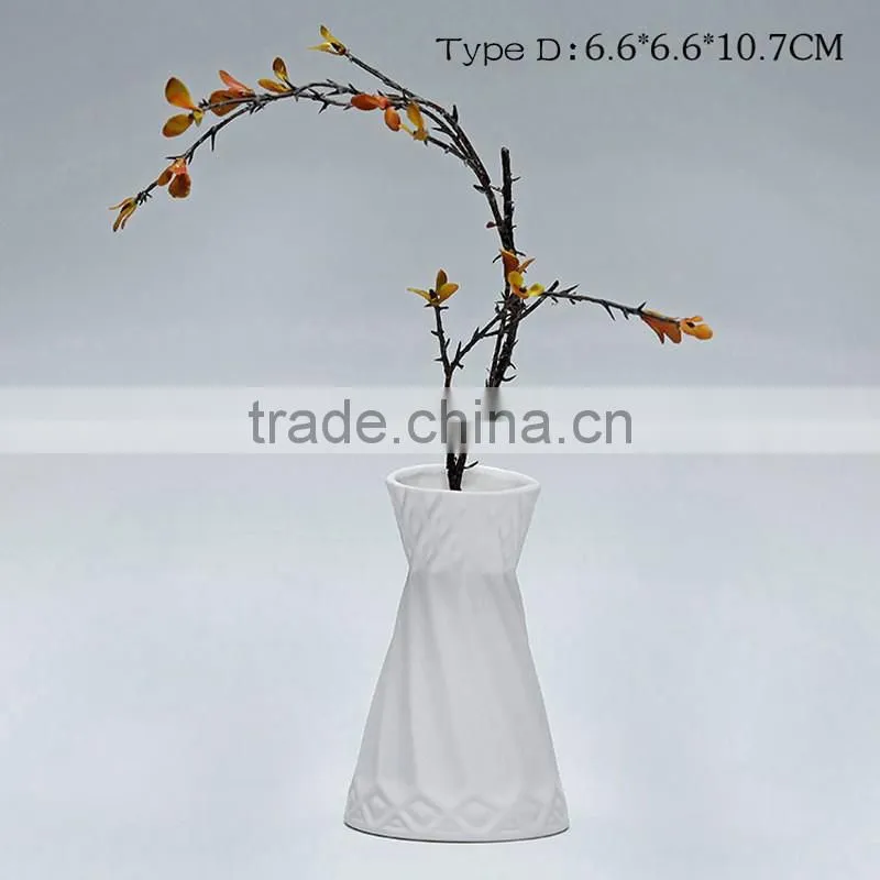 Various types home decoration hydroponics white flower ceramic vase
