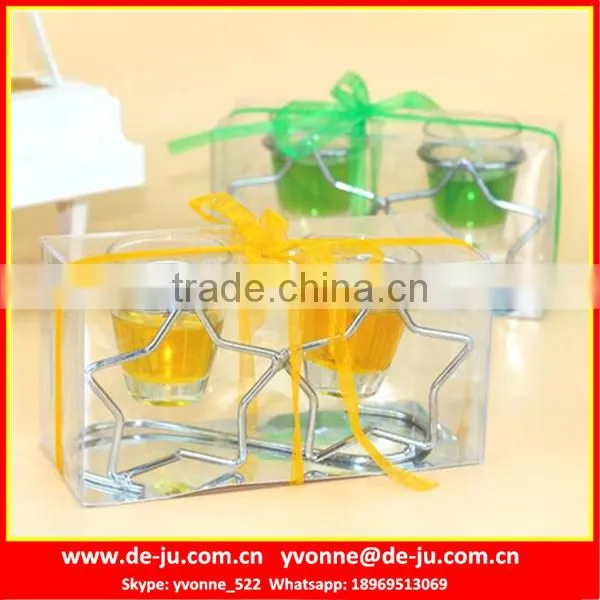 Two Star Steel Holder Red Gel Wax Made Jelly Candle