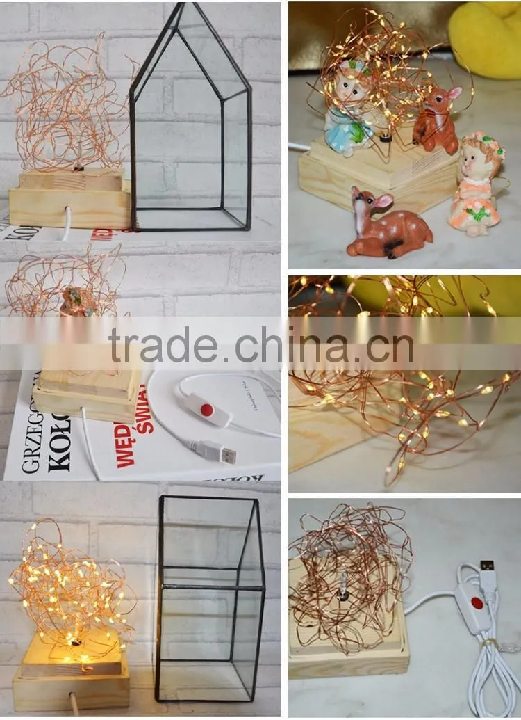 Creative DIY House Design Fireworks Silver Flower Glass House Atmosphere Night Light, Decorative Table Bedroom Warm Night Light