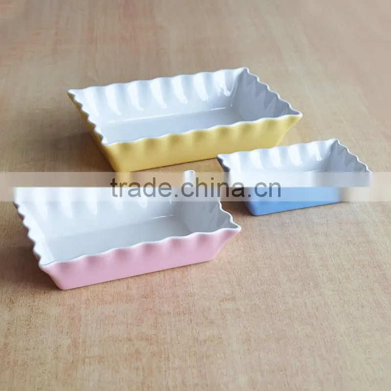 2017 fashionable stoneware promotional 2pcs cheap bakeware dish set
