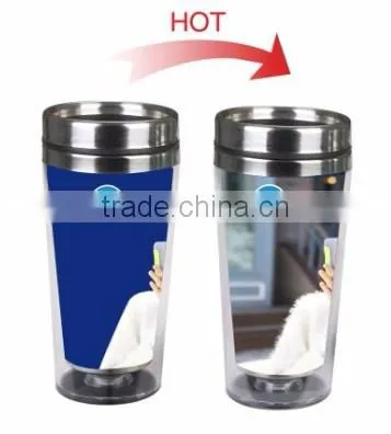 Color changing vacuum insulated stainless steel water bottle