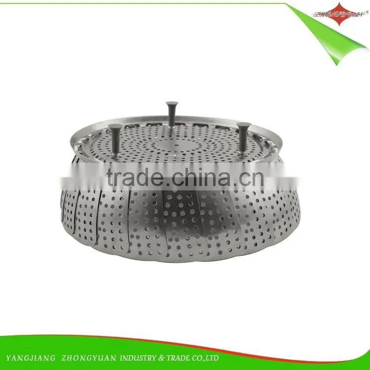 ZY-F1505 stainless steel folding vegetable steamer basket for kitchenware