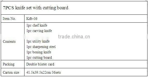 7PCS knife set with cutting board