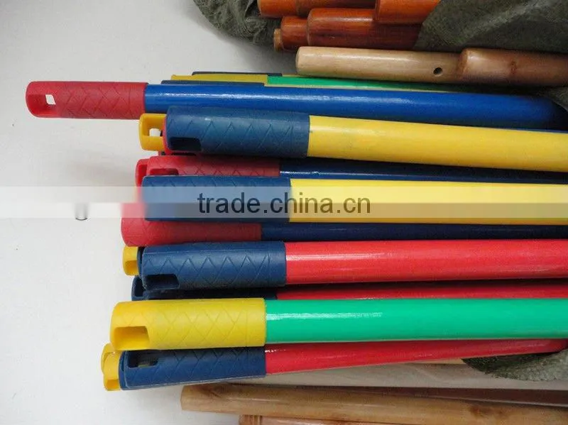 PVC coated corn broom wooden handle