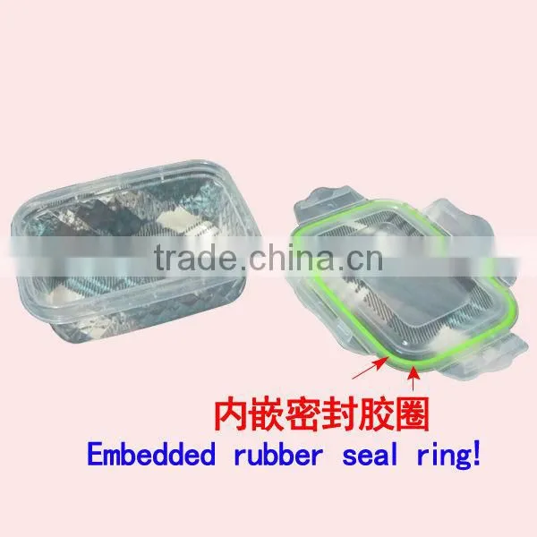 Food Grade Rectangle Shape Plastic Transparent Preserving Fresh Box with lock